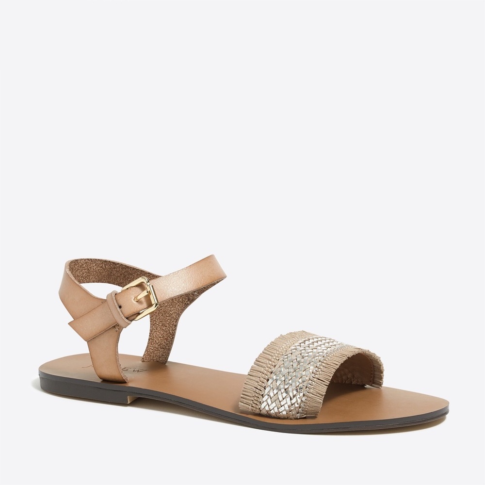 J.Crew Factory Rafia Ankle Strap Sandal